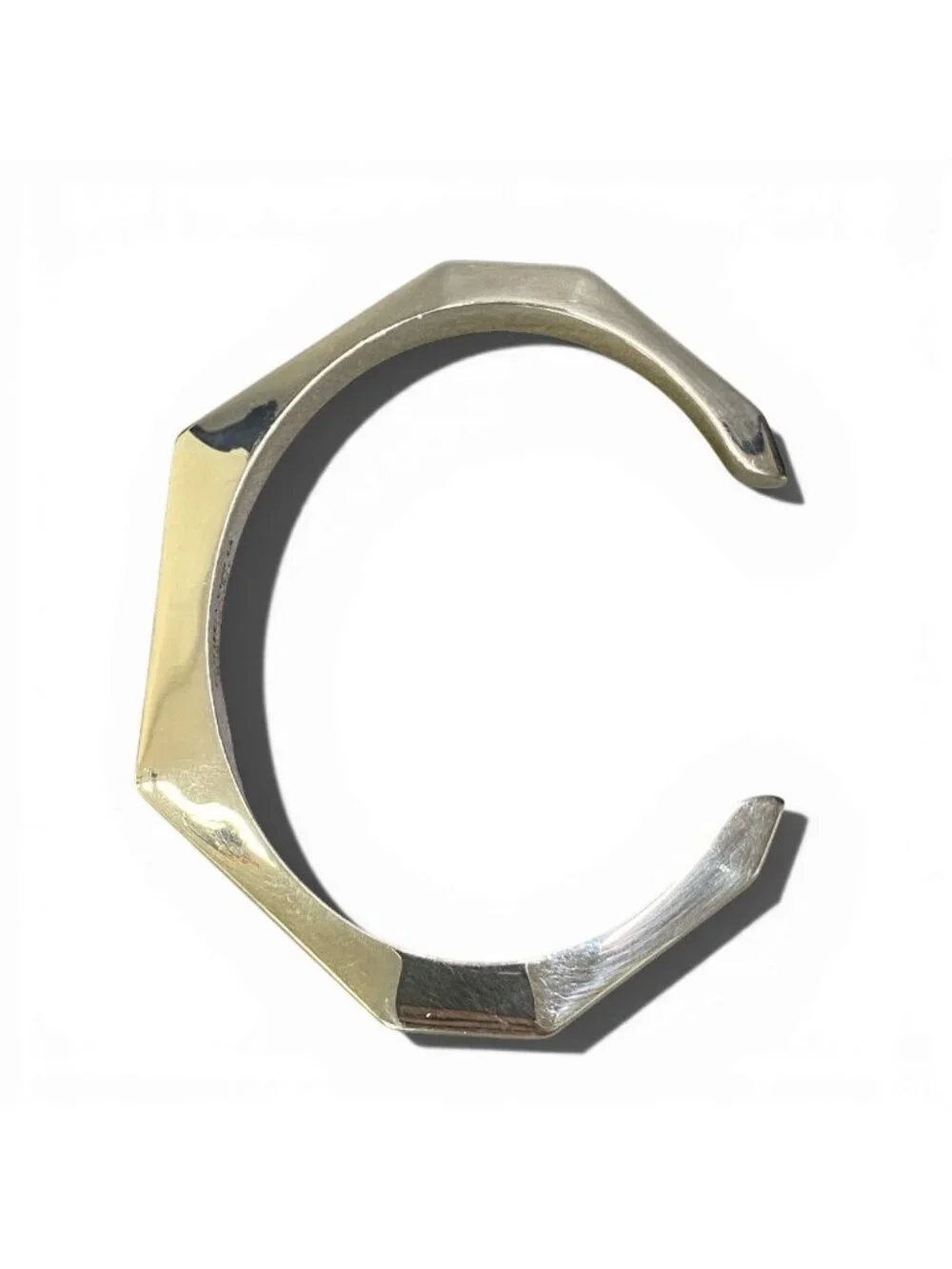 Bottega Veneta Facet Calf Bangle Silver Bracelet
